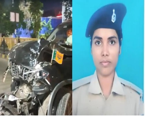 वाहन चेंकिंग कर रहे थे पुलिसकर्मी, तभी तेज रफ्तार कार ने मारी टक्कर, 1 की मौत, कैमरे में कैद हुई दर्दनाक घटना